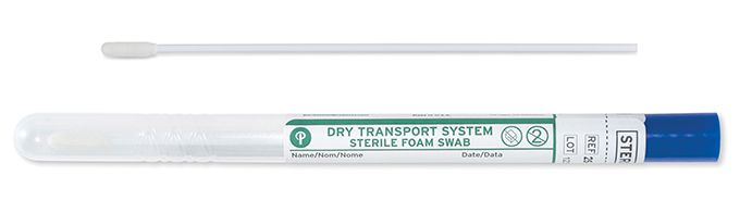 Puritan 25 - 1506 1PF BT BL 6 inch Sterile Standard Foam Swab w/ Plastic Handle & Dry Transport Tube Blue Cap MTESolutions