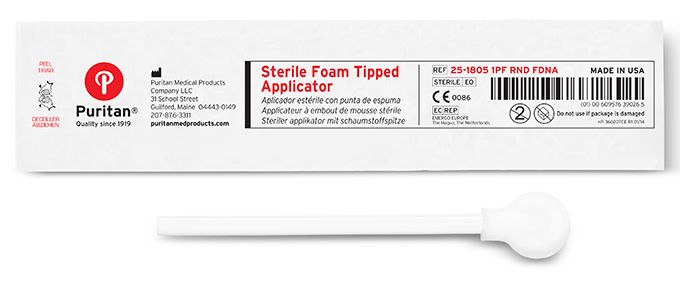 Puritan 25 - 1805 1PF RND FDNA 5 inch Sterile DNA - Free Large Round Foam Swab w/Polypropylene Handle, Paddle Tip MTESolutions