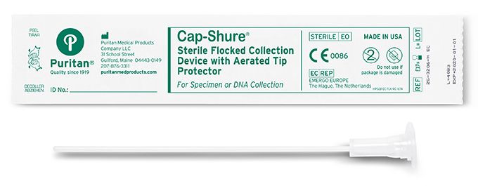 Puritan 25 - 3206 - H EC Cap - Shure 6 inch Sterile Elongated HydraFlock Swab & Protective Cap w/Polystyrene Handle MTESolutions