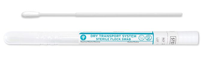 Puritan 25 - 3806 - H BT HydraFlock 6 inch Sterile Elongated Flock Swab w/ Plastic Handle & Dry Transport Tube, White Cap MTESolutions