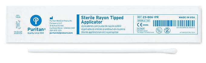Puritan 25 - 806 1PR Puritan 6 inch Sterile Standard Rayon Swab w/Polystyrene Handle MTESolutions
