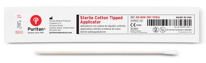 Puritan 25 - 806 1WC FDNA Puritan 6 inch Sterile DNA - Free Standard Cotton Swab w/Wooden Handle MTESolutions