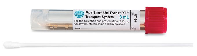 Puritan UT - 361 Puritan UniTranz - RT 3ml Filled Vial w/ 6 inch Sterile Standard Polyester Swab, Red Cap MTESolutions