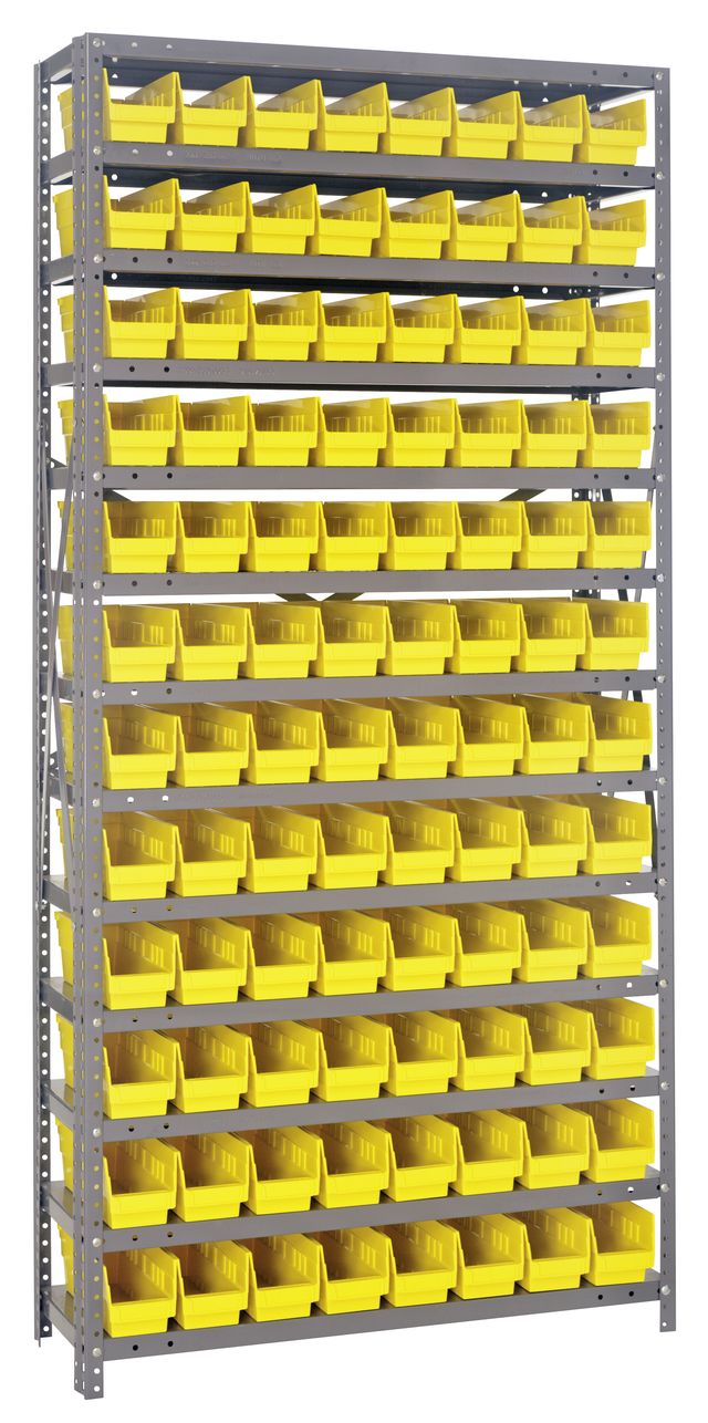 Quantum Storage Systems 1275 - 101YL Shelving Unit Heavy Duty with 96 Yellow Bins MTESolutions