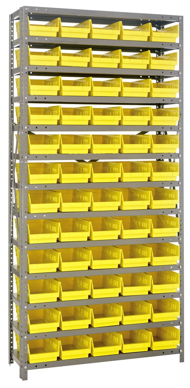 Quantum Storage Systems 1275 - 102YL Shelving Unit Heavy Duty with 60 Yellow Bins MTESolutions