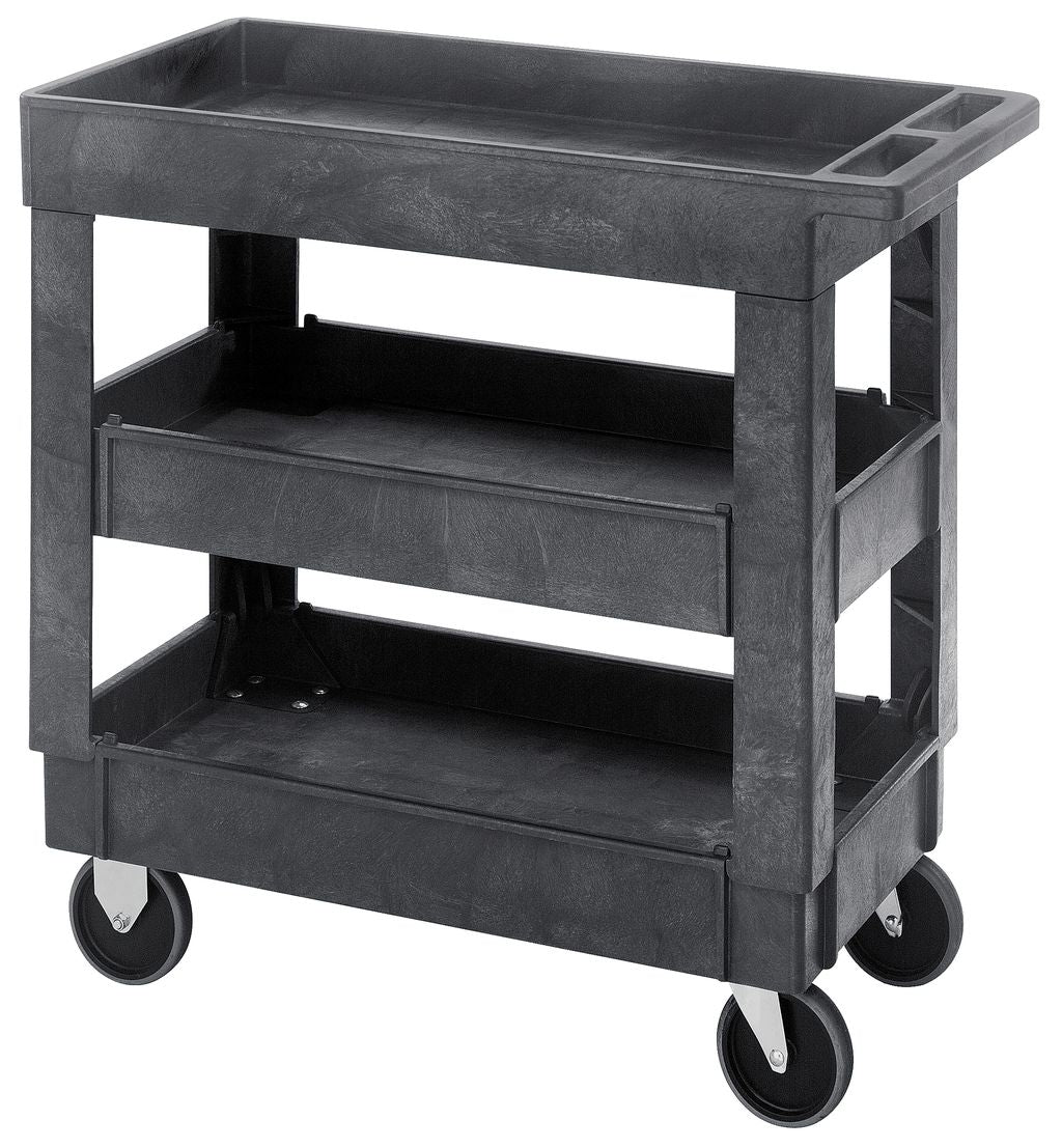 Quantum Storage Systems PC3518 - 33 - 3 Utility Carts, Gray Polymer with 3 Shelves MTESolutions