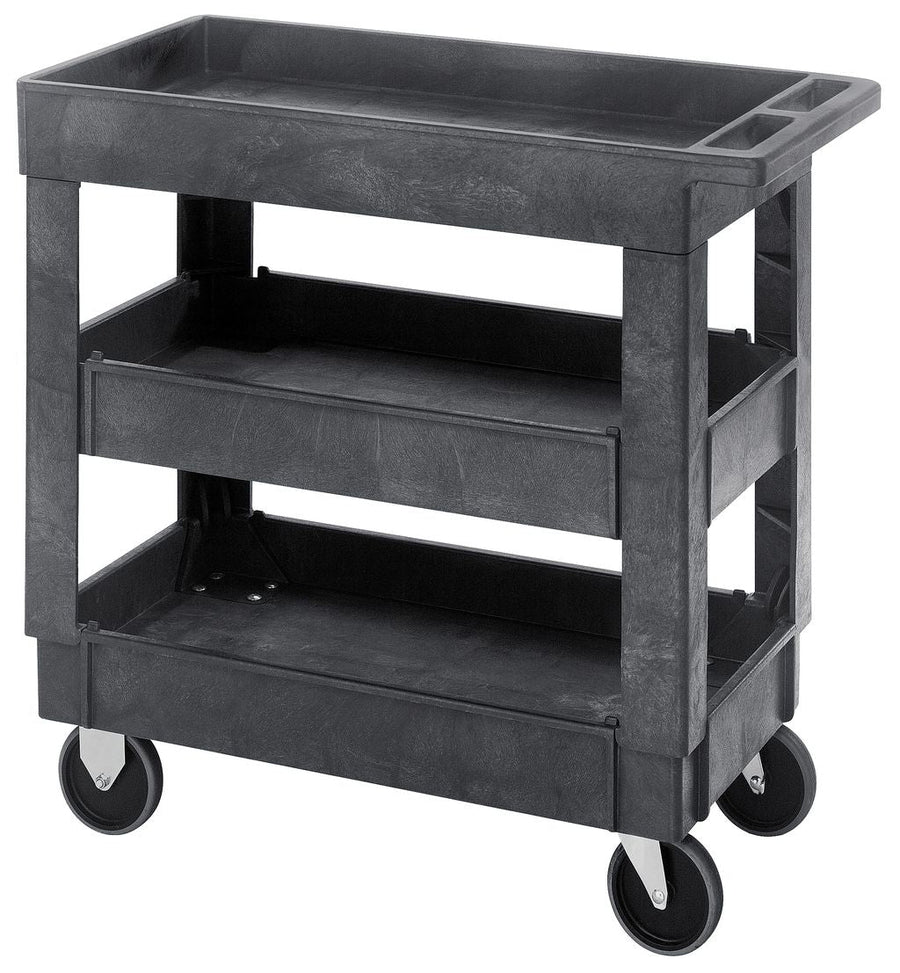 Quantum Storage Systems PC3518 - 33 - 3 Utility Carts, Gray Polymer with 3 Shelves MTESolutions