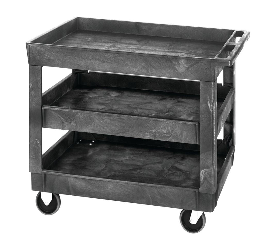 Quantum Storage Systems PC4026 - 33 - 3 Utility Carts, Gray Polymer with 3 Shelves MTESolutions
