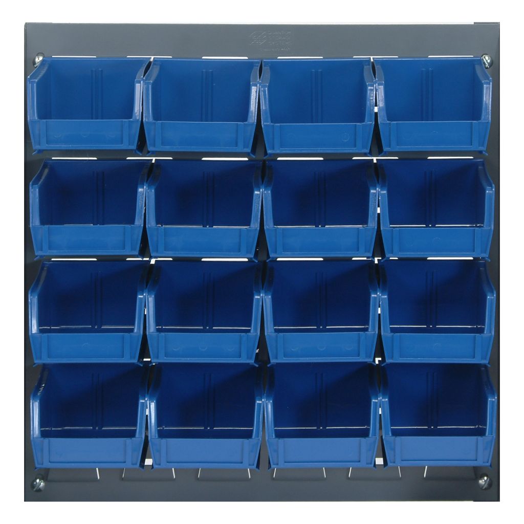 Quantum Storage Systems QLP - 1819 - 210 - 16BL Louvered Panel, Wall Mount with 16 Blue Bins MTESolutions