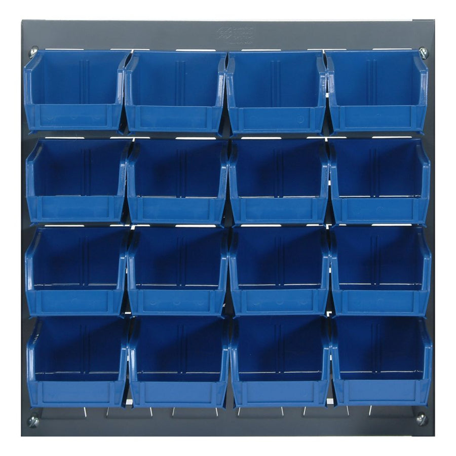 Quantum Storage Systems QLP - 1819 - 210 - 16BL Louvered Panel, Wall Mount with 16 Blue Bins MTESolutions