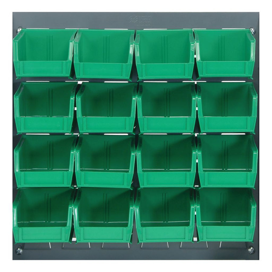Quantum Storage Systems QLP - 1819 - 210 - 16GN Louvered Panel, Wall Mount with 16 Green Bins MTESolutions