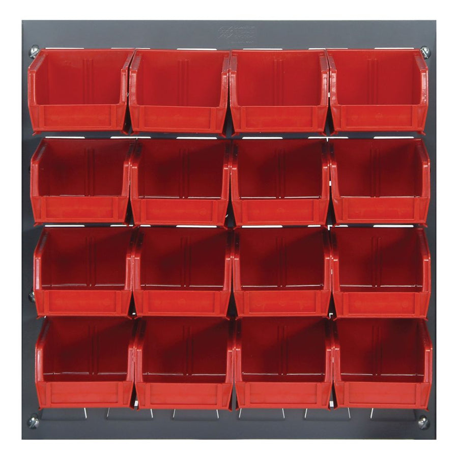 Quantum Storage Systems QLP - 1819 - 210 - 16RD Louvered Panel, Wall Mount with 16 Red Bins MTESolutions