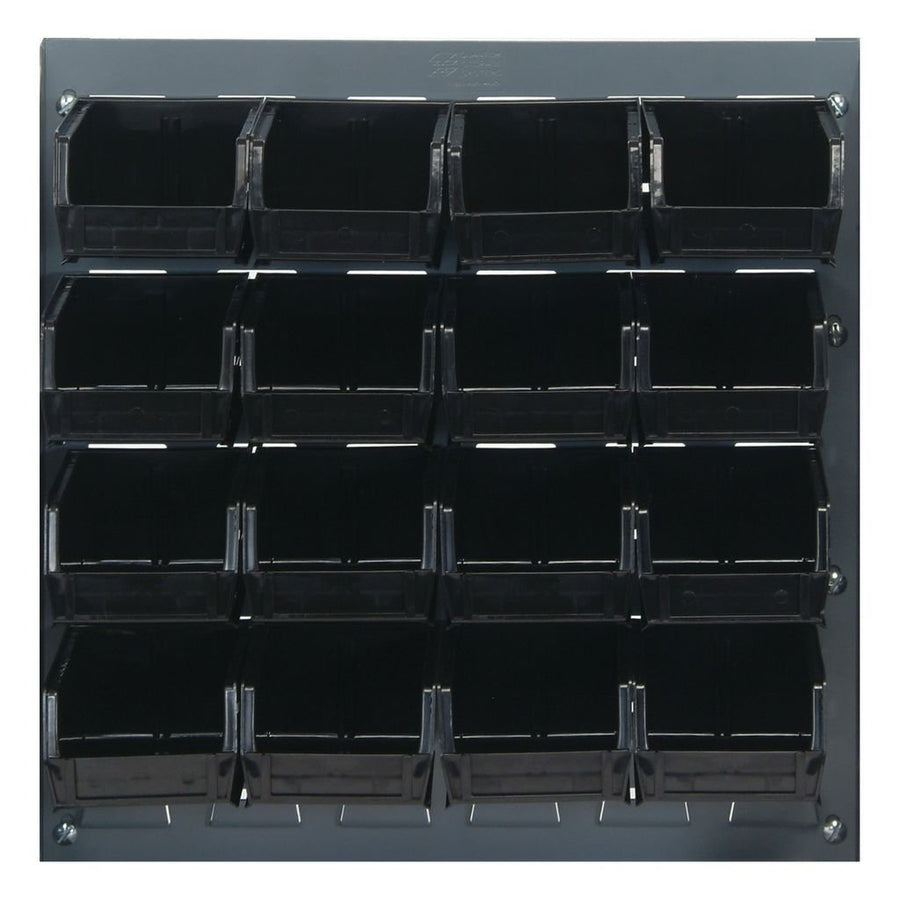 Quantum Storage Systems QLP - 1819 - 220 - 16BK Louvered Panel, Wall Mount with 16 Black Bins MTESolutions