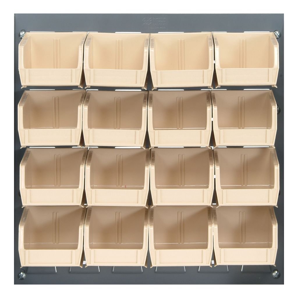 Quantum Storage Systems QLP - 1819 - 220 - 16IV Louvered Panel, Wall Mount with 16 Ivory Bins MTESolutions
