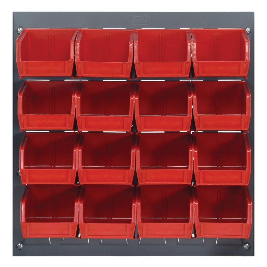 Quantum Storage Systems QLP - 1819 - 220 - 16RD Louvered Panel, Wall Mount with 16 Red Bins MTESolutions