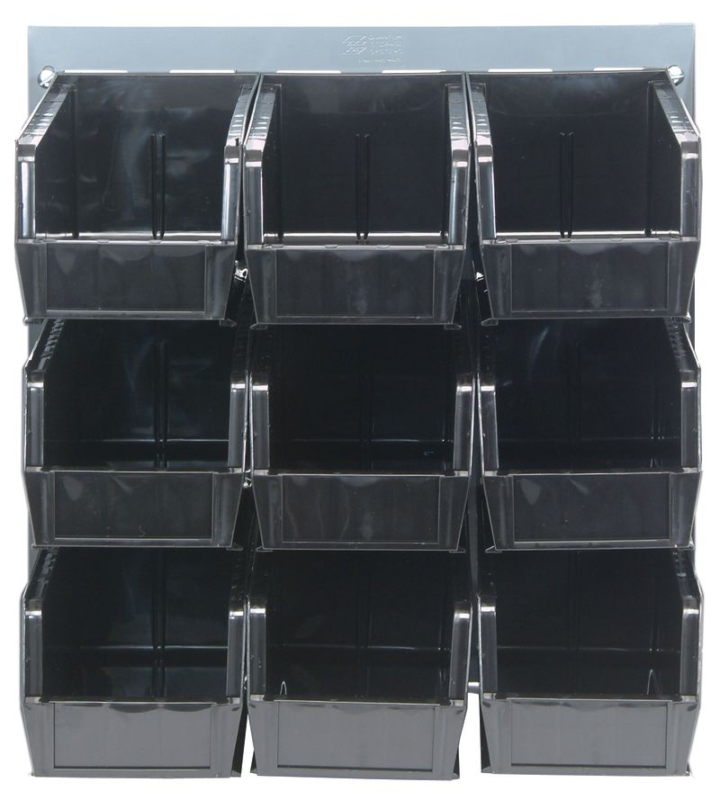 Quantum Storage Systems QLP - 1819 - 230 - 9BKLouvered Panel, Wall Mount with 9 Black Bins MTESolutions