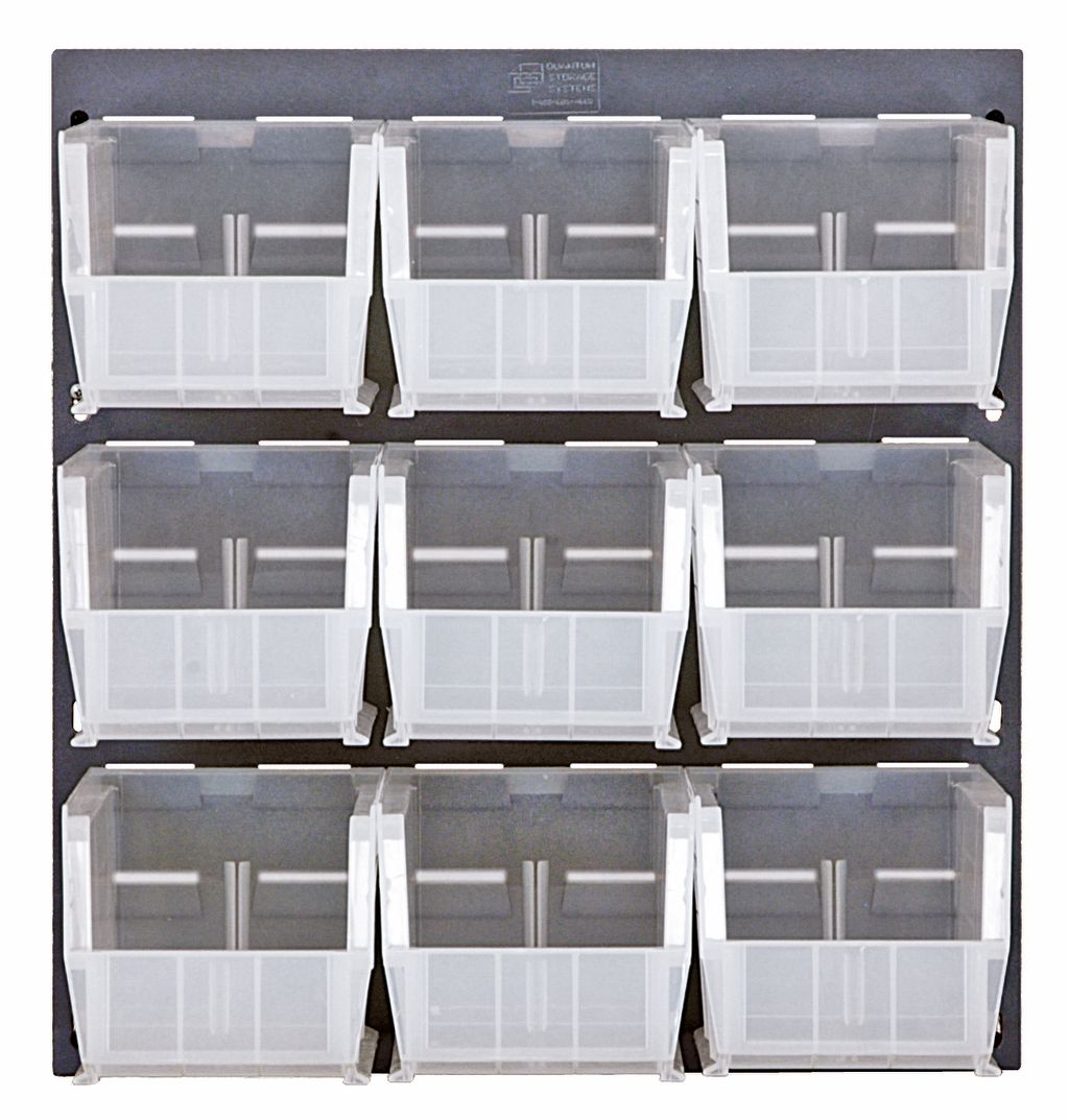 Quantum Storage Systems QLP - 1819 - 230 - 9CL Louvered Panel, Wall Mount with 9 Clear Bins MTESolutions
