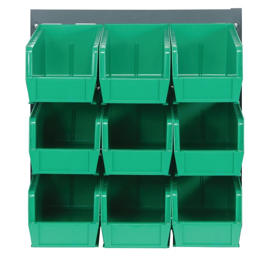 Quantum Storage Systems QLP - 1819 - 230 - 9GN Louvered Panel, Wall Mount with 9 Green Bins MTESolutions