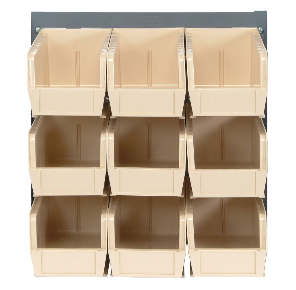 Quantum Storage Systems QLP - 1819 - 230 - 9IV Louvered Panel, Wall Mount with 9 Ivory Bins MTESolutions