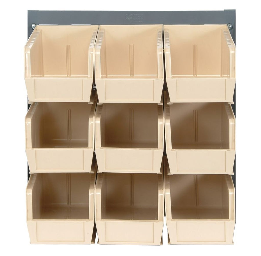 Quantum Storage Systems QLP - 1819 - 230 - 9IV Louvered Panel, Wall Mount with 9 Ivory Bins MTESolutions
