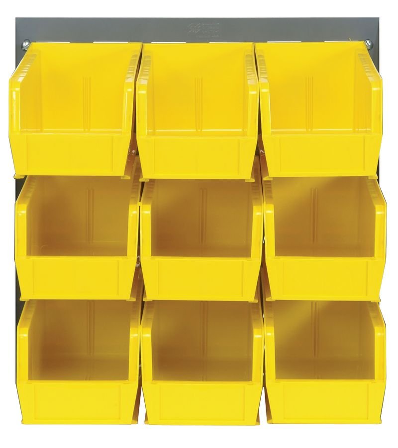 Quantum Storage Systems QLP - 1819 - 230 - 9YL Louvered Panel, Wall Mount with 9 Yellow Bins MTESolutions