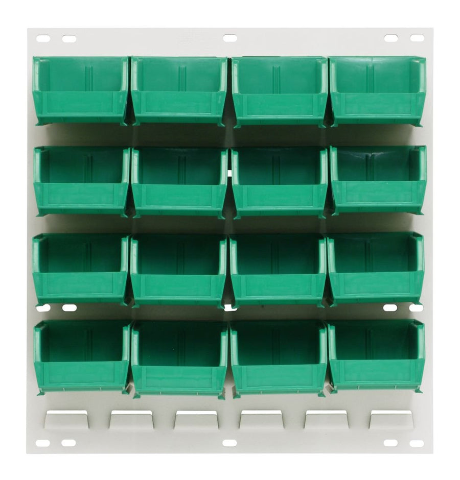 Quantum Storage Systems QLP - 1819HC - 210 - 16GN Louvered Panel, Wall Mount with 16 Green Bins MTESolutions