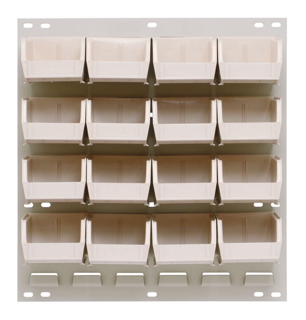 Quantum Storage Systems QLP - 1819HC - 210 - 16IV Louvered Panel, Wall Mount with 16 Ivory Bins MTESolutions