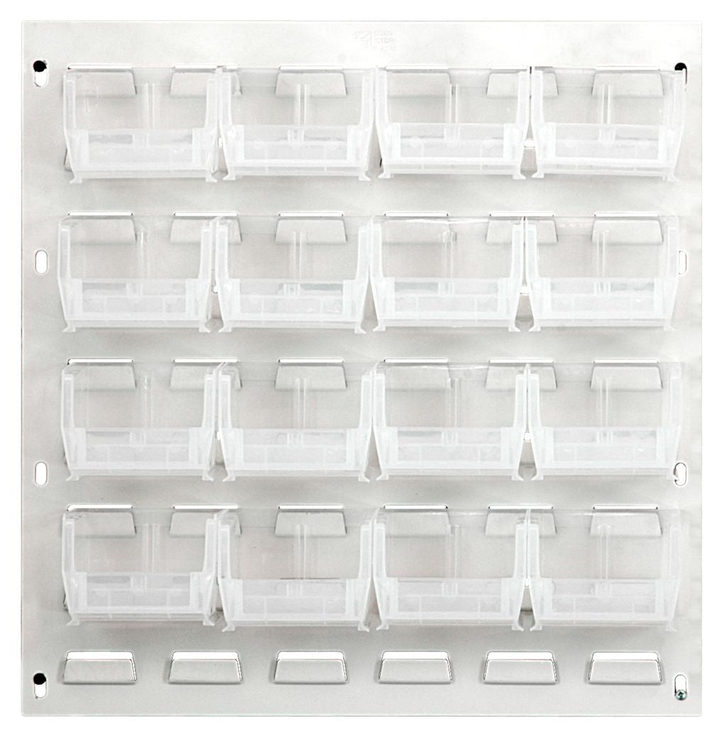 Quantum Storage Systems QLP - 1819HC - 220 - 16CL Louvered Panel, Wall Mount with 16 Clear Bins MTESolutions