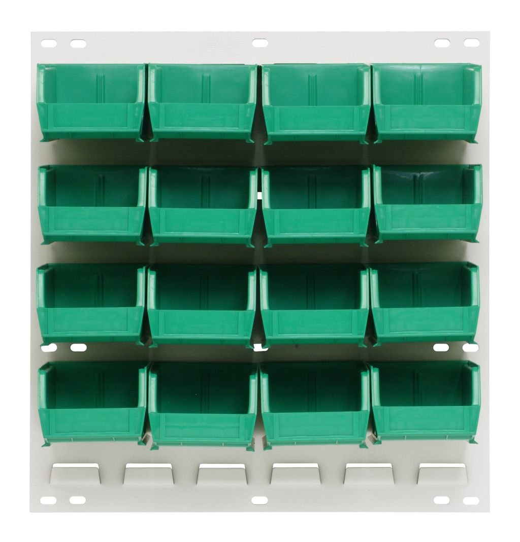 Quantum Storage Systems QLP - 1819HC - 220 - 16GN Louvered Panel, Wall Mount with 16 Green Bins MTESolutions