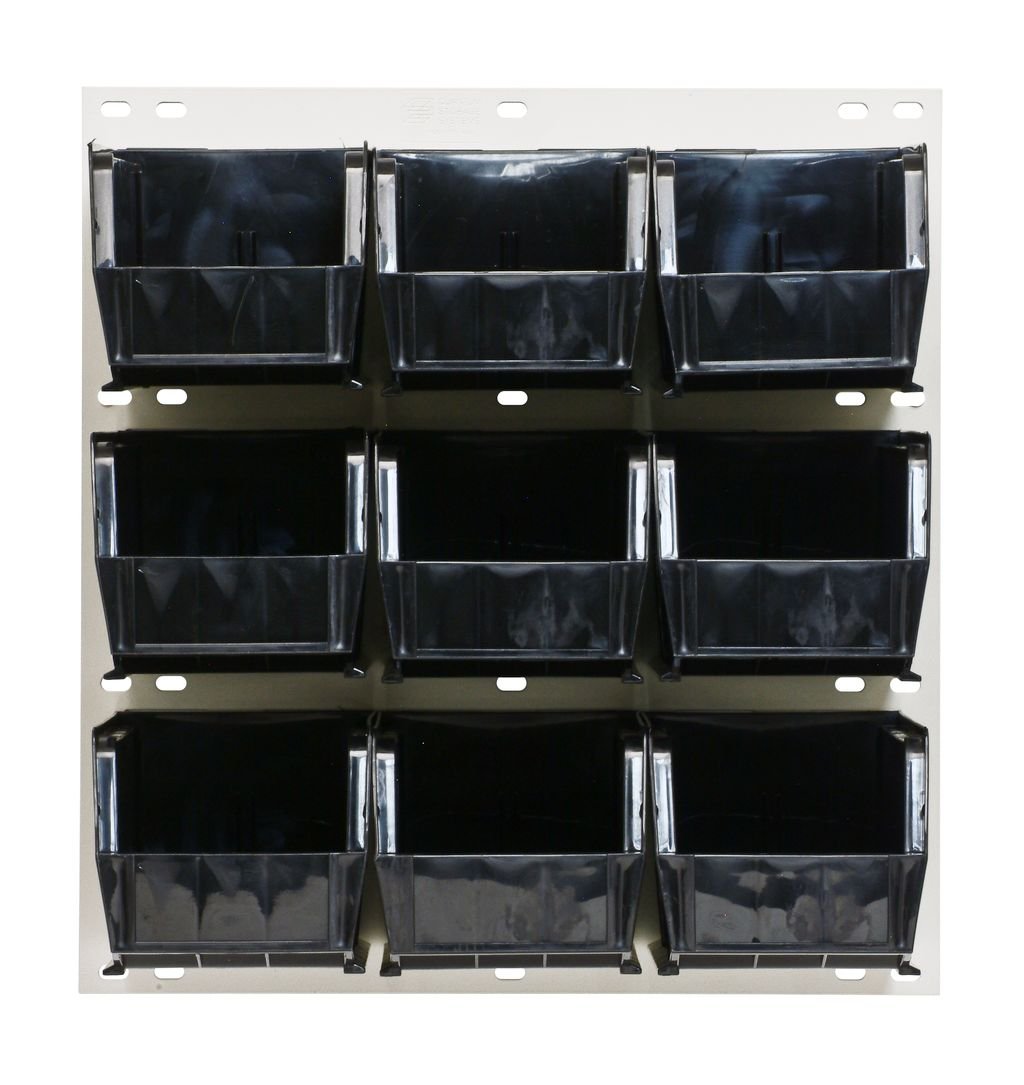 Quantum Storage Systems QLP - 1819HC - 230 - 9BK Louvered Panel, Wall Mount with 9 Black Bins MTESolutions