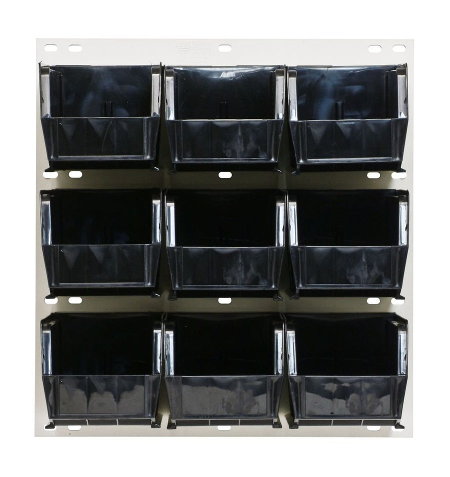 Quantum Storage Systems QLP - 1819HC - 230 - 9BK Louvered Panel, Wall Mount with 9 Black Bins MTESolutions