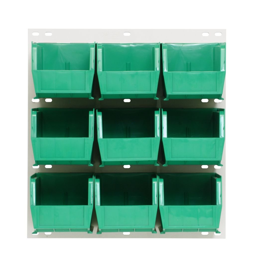 Quantum Storage Systems QLP - 1819HC - 230 - 9GN Louvered Panel, Wall Mount with 9 Green Bins MTESolutions
