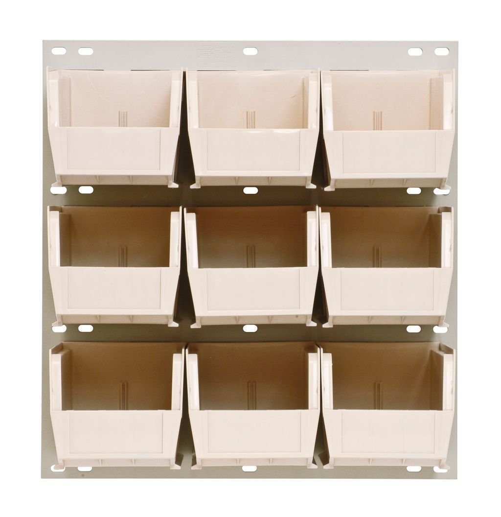 Quantum Storage Systems QLP - 1819HC - 230 - 9IV Louvered Panel, Wall Mount with 9 Ivory Bins MTESolutions