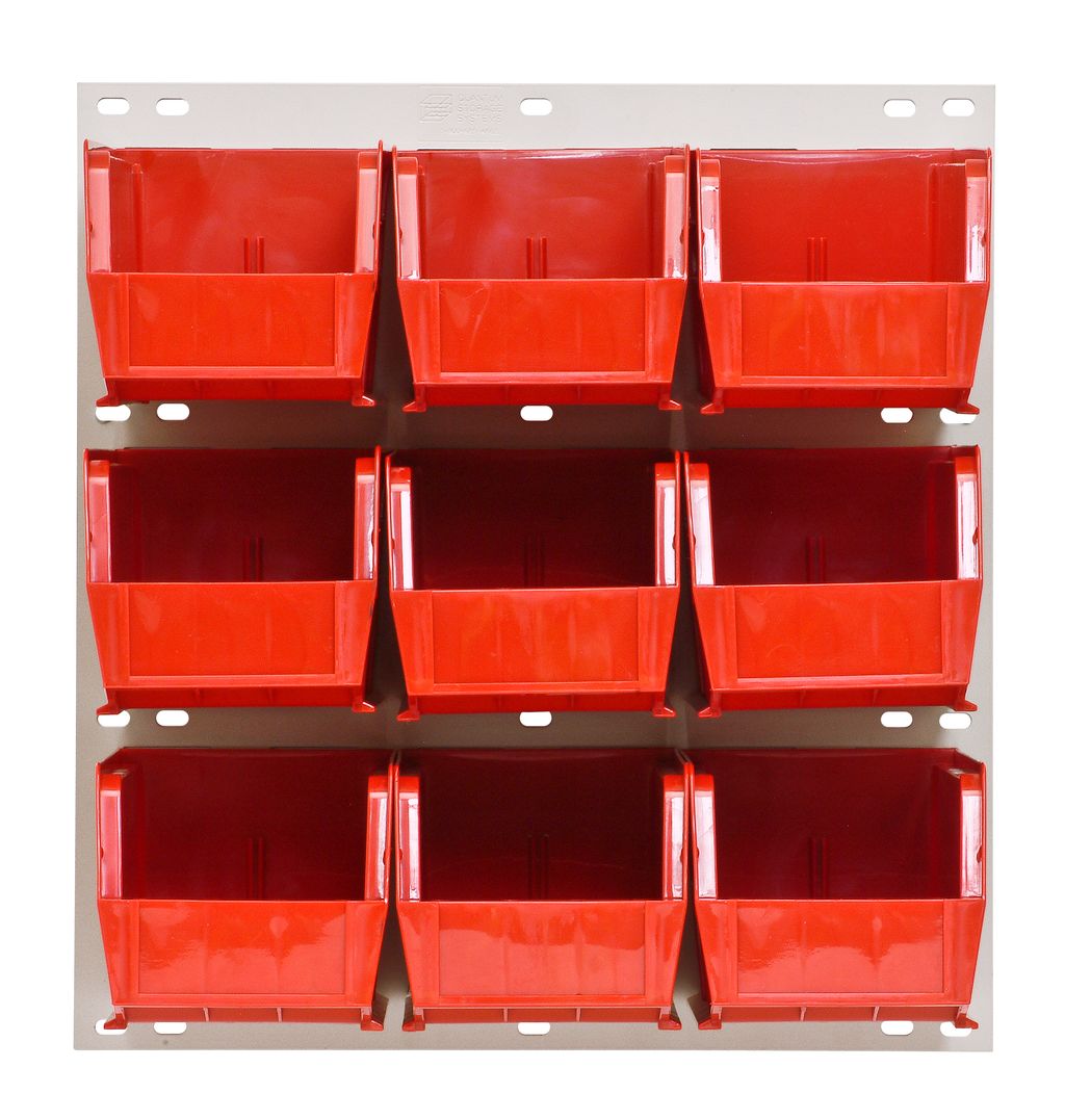 Quantum Storage Systems QLP - 1819HC - 230 - 9RD Louvered Panel, Wall Mount with 9 Red Bins MTESolutions