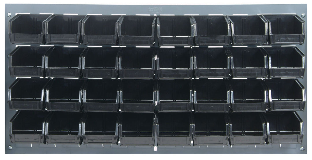 Quantum Storage Systems QLP - 3619 - 210 - 32BK Louvered Panel, Wall Mount with 32 Black Bins MTESolutions