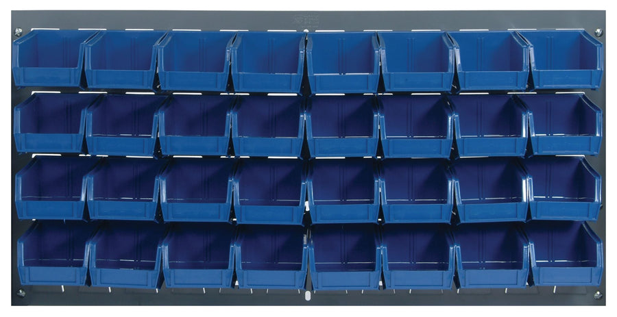 Quantum Storage Systems QLP - 3619 - 210 - 32BL Louvered Panel, Wall Mount with 32 Blue Bins MTESolutions
