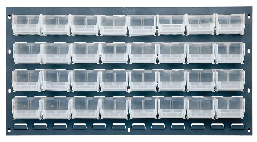 Quantum Storage Systems QLP - 3619 - 210 - 32CL Louvered Panel, Wall Mount with 32 Clear Bins MTESolutions