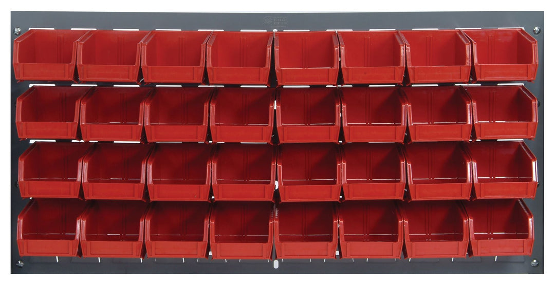 Quantum Storage Systems QLP - 3619 - 210 - 32RD Louvered Panel, Wall Mount with 32 Red Bins MTESolutions