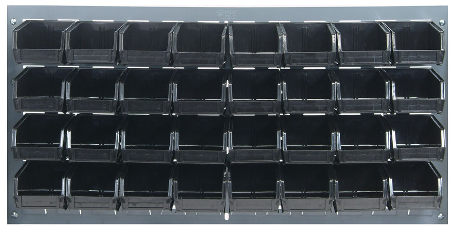 Quantum Storage Systems QLP - 3619 - 220 - 32BK Louvered Panel, Wall Mount with 32 Black Bins MTESolutions