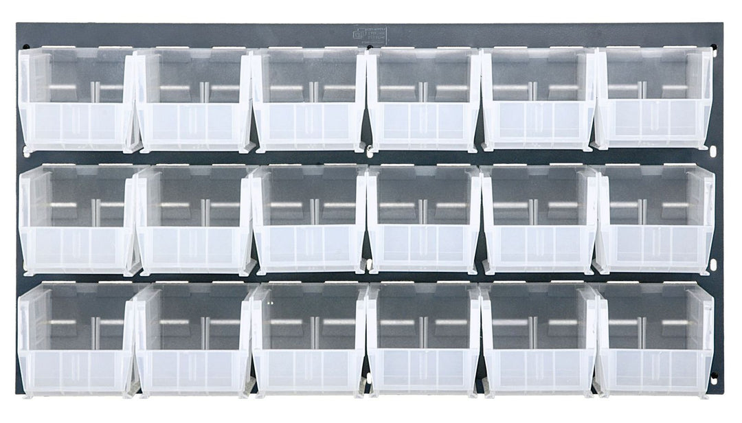 Quantum Storage Systems QLP - 3619 - 230 - 18CL Louvered Panel, Wall Mount with 18 Clear Bins MTESolutions