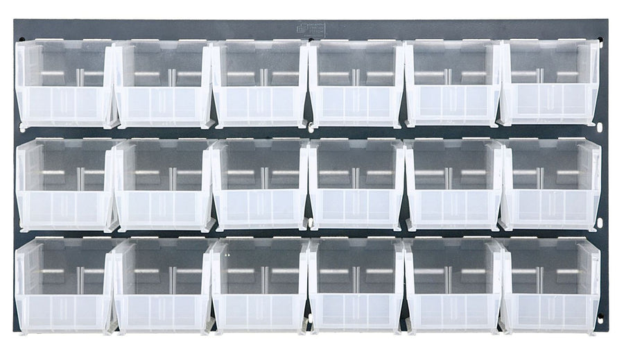 Quantum Storage Systems QLP - 3619 - 230 - 18CL Louvered Panel, Wall Mount with 18 Clear Bins MTESolutions