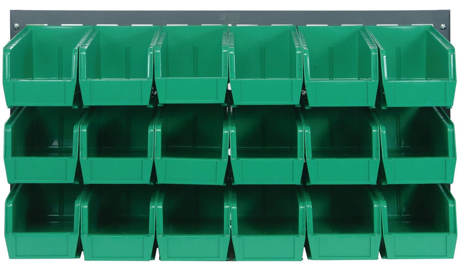 Quantum Storage Systems QLP - 3619 - 230 - 18GN Louvered Panel, Wall Mount with 18 Green Bins MTESolutions