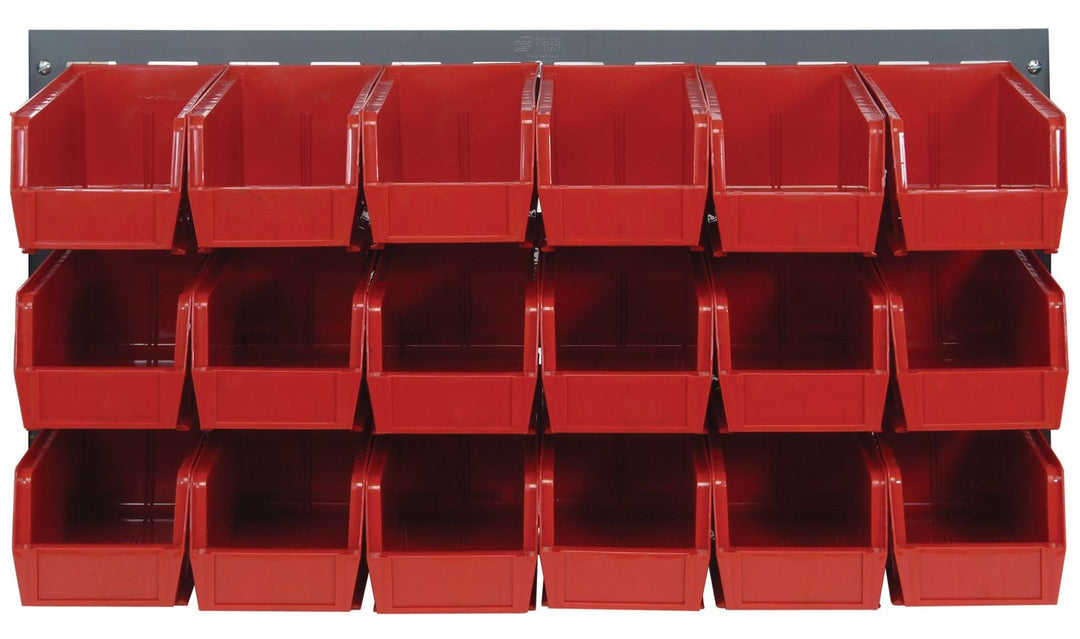 Quantum Storage Systems QLP - 3619 - 230 - 18RD Louvered Panel, Wall Mount with 18 Red Bins MTESolutions