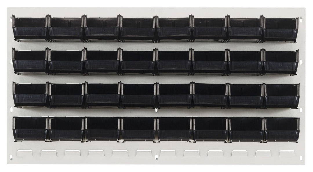 Quantum Storage Systems QLP - 3619HC - 210 - 32BK Louvered Panel, Wall Mount with 32 Black Bins MTESolutions