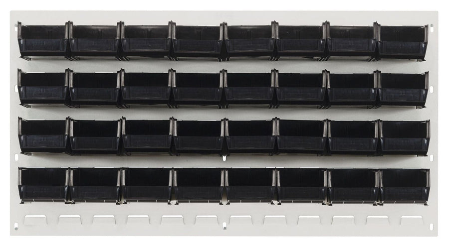 Quantum Storage Systems QLP - 3619HC - 210 - 32BK Louvered Panel, Wall Mount with 32 Black Bins MTESolutions