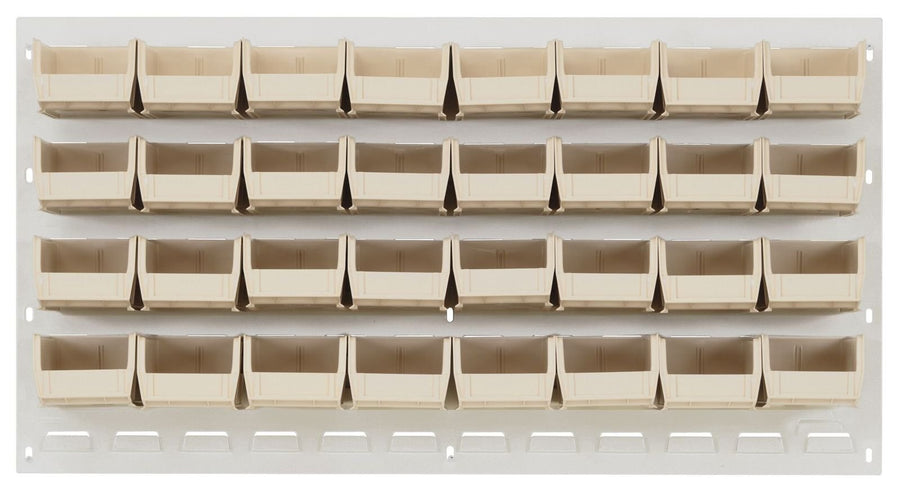 Quantum Storage Systems QLP - 3619HC - 210 - 32IV Louvered Panel, Wall Mount with 32 Ivory Bins MTESolutions