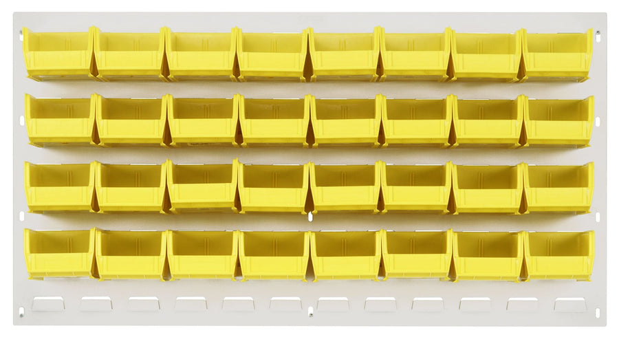 Quantum Storage Systems QLP - 3619HC - 210 - 32YL Louvered Panel, Wall Mount with 32 Yellow Bins MTESolutions