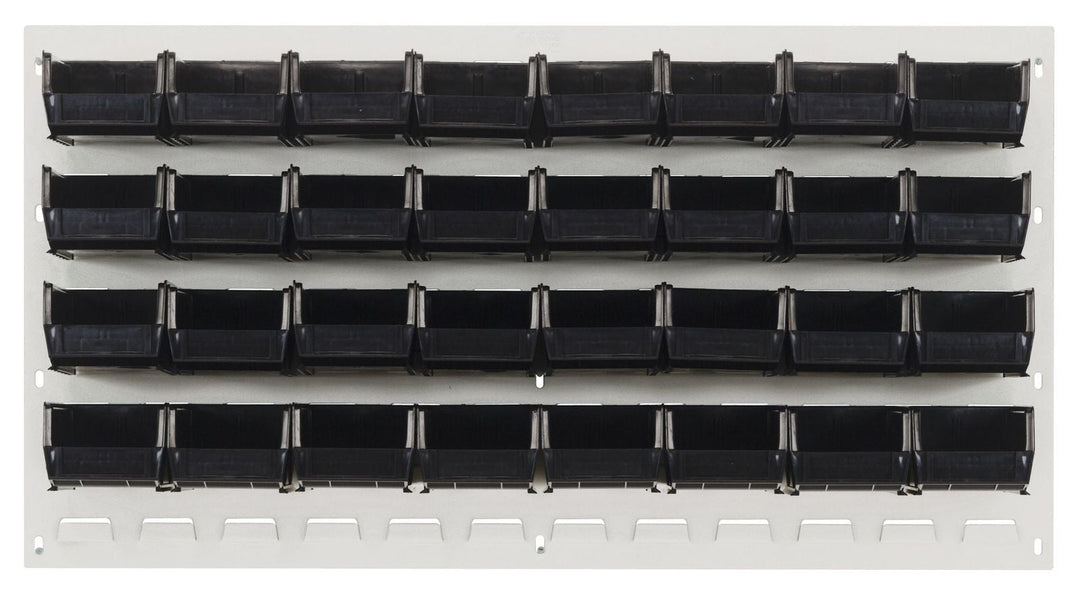 Quantum Storage Systems QLP - 3619HC - 220 - 32BK Louvered Panel, Wall Mount with 32 Black Bins MTESolutions