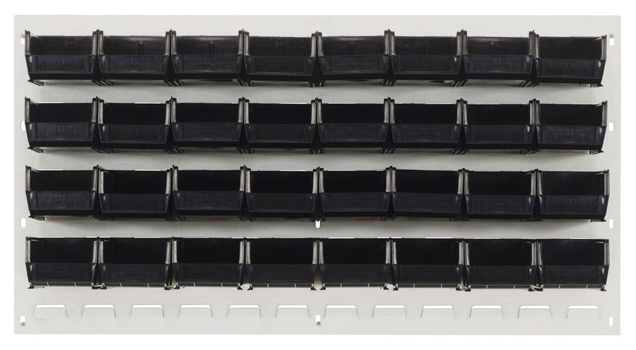Quantum Storage Systems QLP - 3619HC - 220 - 32BK Louvered Panel, Wall Mount with 32 Black Bins MTESolutions
