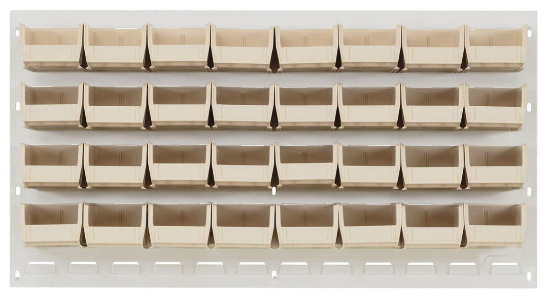 Quantum Storage Systems QLP - 3619HC - 220 - 32IV Louvered Panel, Wall Mount with 32 Ivory Bins MTESolutions